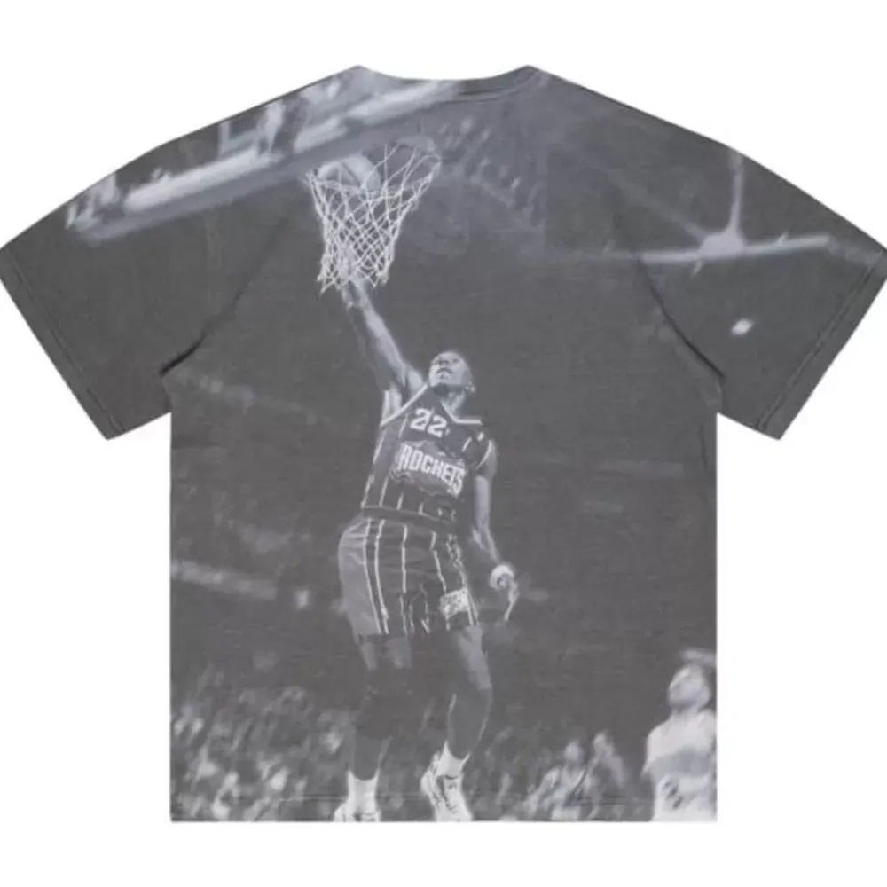 Apparel Mitchell & Ness T-Shirts & Tops-Above The Rim Sublimated Ss Tee Houston Rockets Clyde Drexler