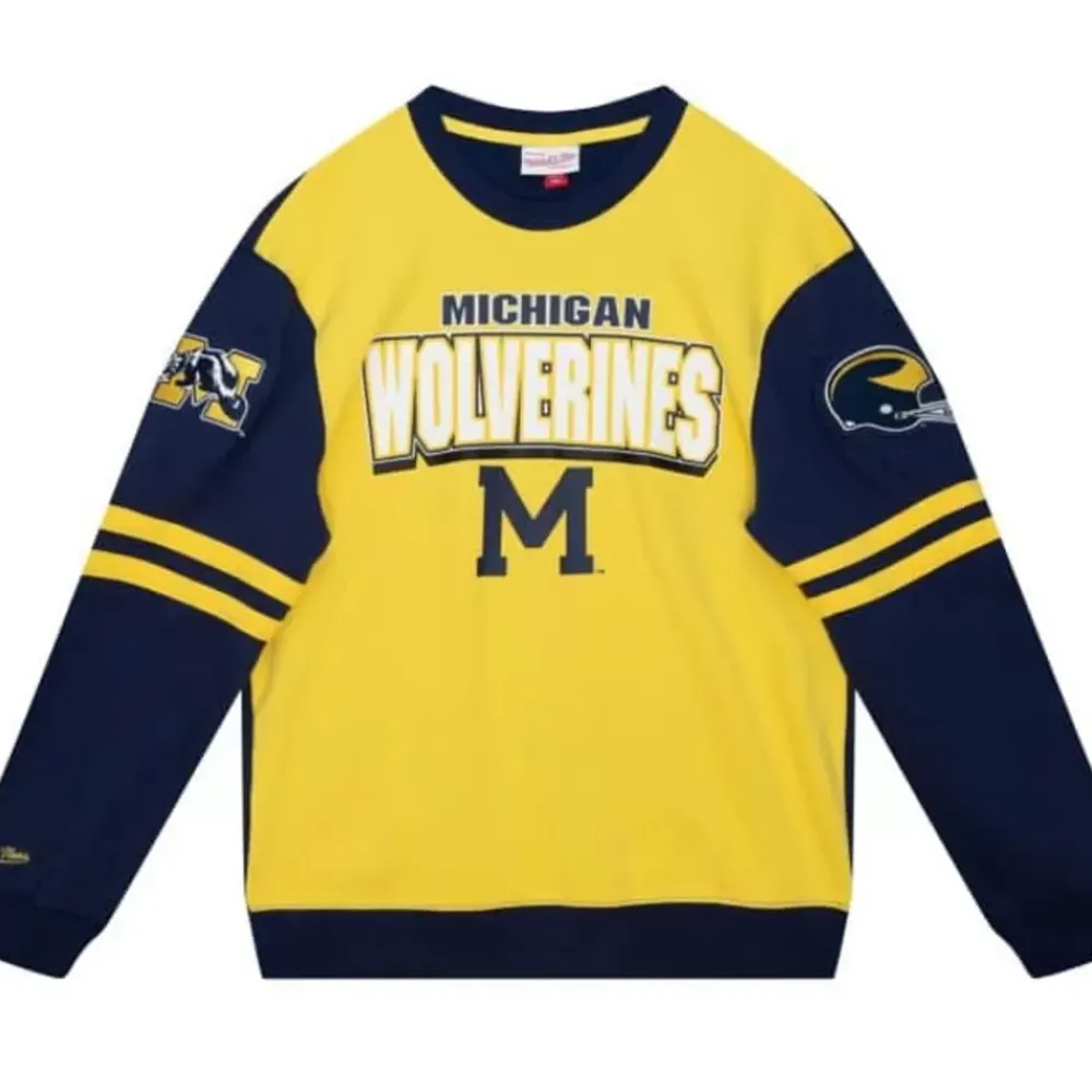 Apparel Mitchell & Ness Hoodies & Sweatshirts-All Over Crew 2.0 University Of Michigan