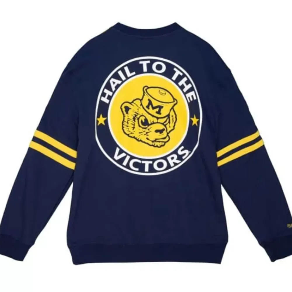 Apparel Mitchell & Ness Hoodies & Sweatshirts-All Over Crew 2.0 University Of Michigan