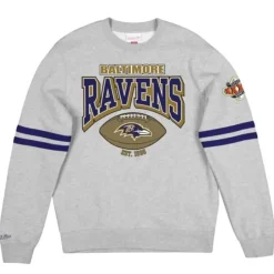 Apparel Mitchell & Ness Hoodies & Sweatshirts-All Over Print Fleece Crew Baltimore Ravens