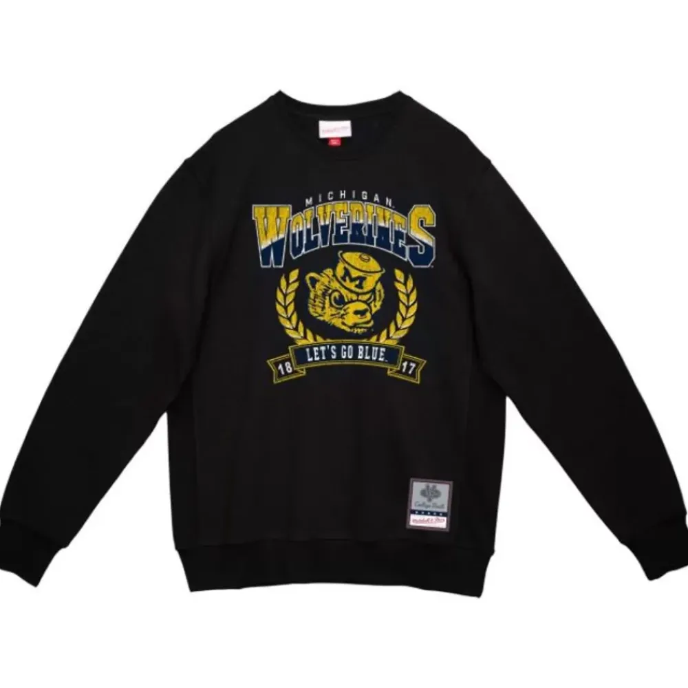 Apparel Mitchell & Ness Hoodies & Sweatshirts-Baseline Crew University Of Michigan