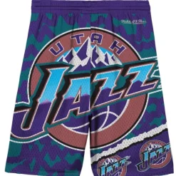 Apparel Mitchell & Ness Big Kids-Big Face Jumbotron Mesh Shorts Utah Jazz