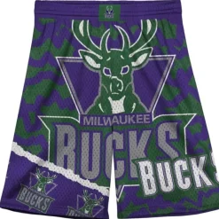 Apparel Mitchell & Ness Big Kids-Big Face Jumbotron Mesh Shorts Milwaukee Bucks