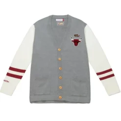 Apparel Mitchell & Ness Hoodies & Sweatshirts-Cardigan Sweater Chicago Bulls