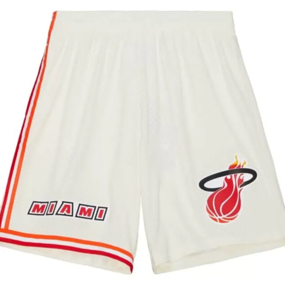 Apparel Mitchell & Ness Shorts-Cream Swingman Shorts Miami Heat 1996