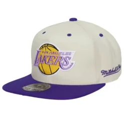 Headwear Mitchell & Ness -Cream Team Fitted Hwc Hat Los Angeles Lakers