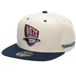 Headwear Mitchell & Ness -Cream Team Fitted Hwc Hat New Jersey Nets