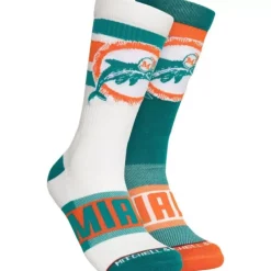 Apparel Mitchell & Ness Accessories-Hail Mary Crew Socks Miami Dolphins