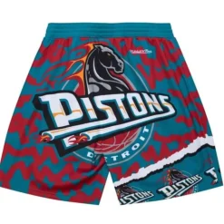 Apparel Mitchell & Ness Shorts-Jumbotron 2.0 Sublimated Shorts Detroit Pistons