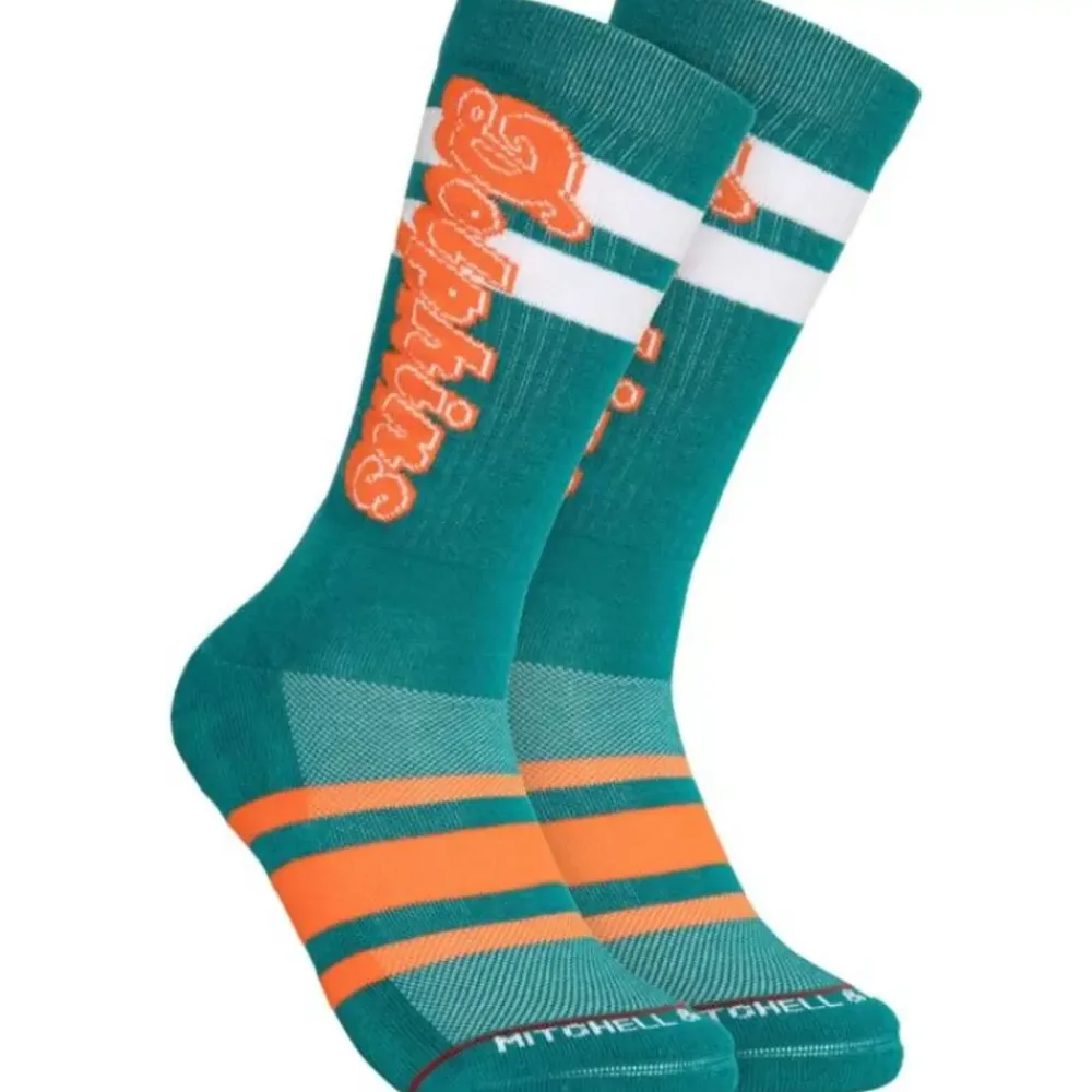 Apparel Mitchell & Ness Accessories-Lateral Crew Socks Miami Dolphins