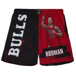Apparel Mitchell & Ness Shorts-Player Burst Mesh Shorts Chicago Bulls Dennis Rodman