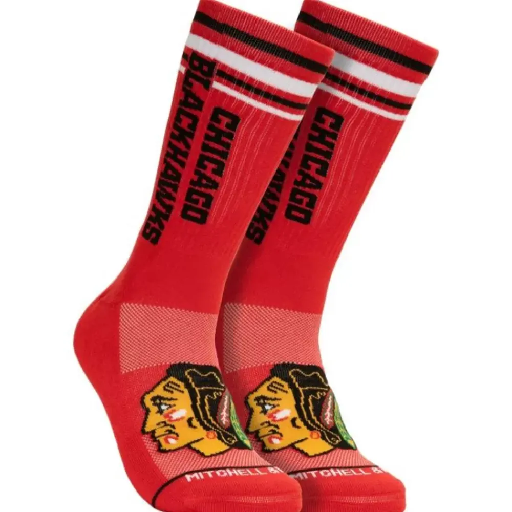 Apparel Mitchell & Ness Accessories-Power Play Crew Socks Chicago Blackhawks