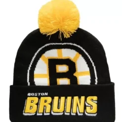Headwear Mitchell & Ness -Punch Out Pom Knit Boston Bruins