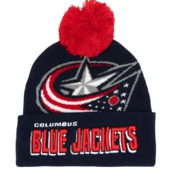 Headwear Mitchell & Ness -Punch Out Pom Knit Columbus Blue Jackets