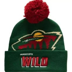 Headwear Mitchell & Ness -Punch Out Pom Knit Minnesota Wild