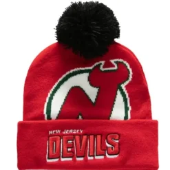 Headwear Mitchell & Ness -Punch Out Pom Knit New Jersey Devils