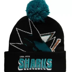Headwear Mitchell & Ness -Punch Out Pom Knit San Jose Sharks
