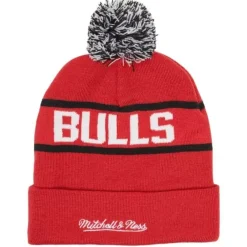 Headwear Mitchell & Ness -Reload 2.0 Pom Knit Beanie Chicago Bulls