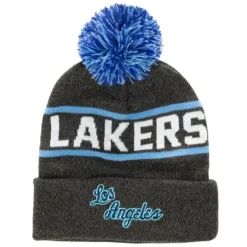 Headwear Mitchell & Ness -Reload 2.0 Pom Knit Beanie Los Angeles Lakers