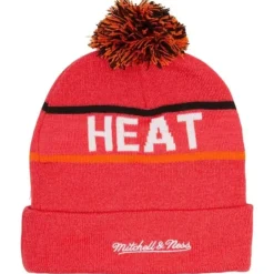 Headwear Mitchell & Ness -Reload 2.0 Pom Knit Beanie Miami Heat