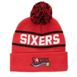 Headwear Mitchell & Ness -Reload 2.0 Pom Knit Beanie Philadelphia 76Ers