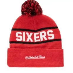 Headwear Mitchell & Ness -Reload 2.0 Pom Knit Beanie Philadelphia 76Ers