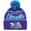 Headwear Mitchell & Ness -Script Pom Beanie Hwc Charlotte Hornets