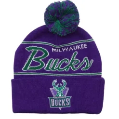 Headwear Mitchell & Ness -Script Pom Beanie Hwc Milwaukee Bucks