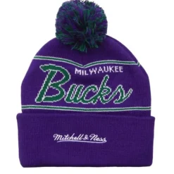 Headwear Mitchell & Ness -Script Pom Beanie Hwc Milwaukee Bucks