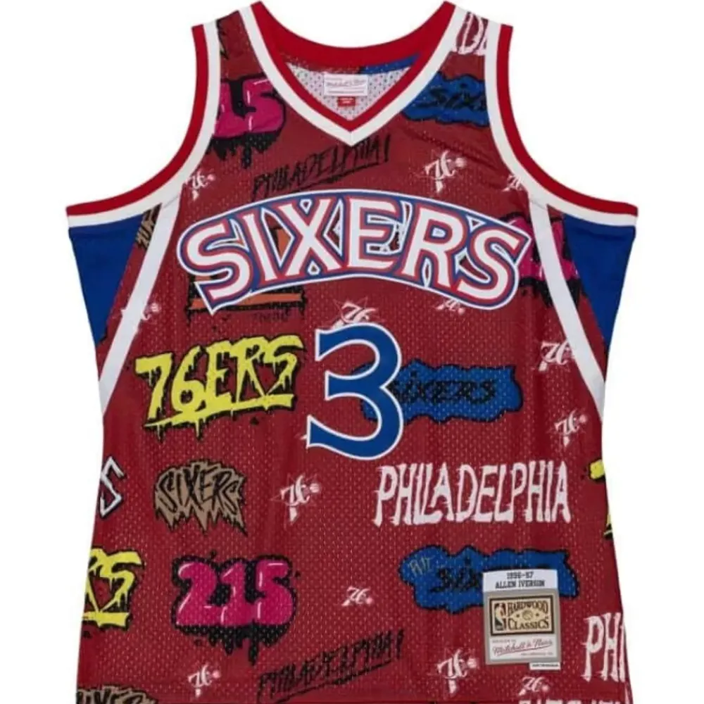 Jerseys Mitchell & Ness -Slap Sticker Swingman Allen Iverson Philadelphia 76Ers 1996-97 Jersey