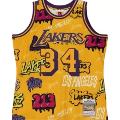 Jerseys Mitchell & Ness -Slap Sticker Swingman Shaquille O'Neal Los Angeles Lakers 1996-97 Jersey