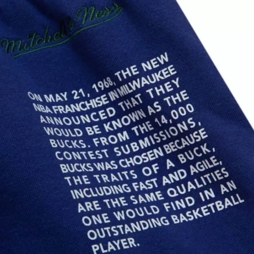 Apparel Mitchell & Ness Shorts-Team Origins Fleece Short Milwaukee Bucks