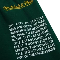 Apparel Mitchell & Ness Shorts-Team Origins Fleece Short Seattle Supersonics