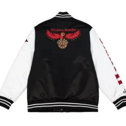 Apparel Mitchell & Ness Jackets & Outerwear-Team Origins Varsity Satin Jacket Atlanta Hawks