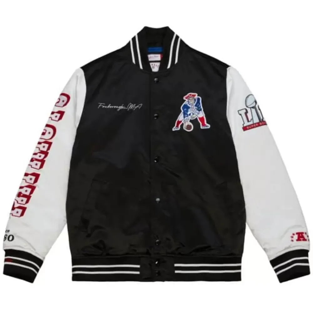 Apparel Mitchell & Ness Jackets & Outerwear-Team Origins Varsity Satin Jacket New England Patriots