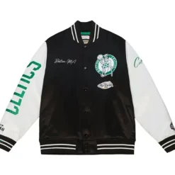Apparel Mitchell & Ness Jackets & Outerwear-Team Origins Varsity Satin Jacket Boston Celtics