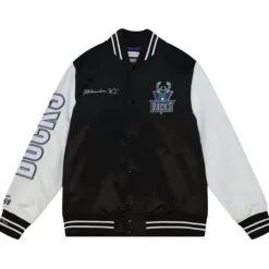 Apparel Mitchell & Ness Jackets & Outerwear-Team Origins Varsity Satin Jacket Milwaukee Bucks