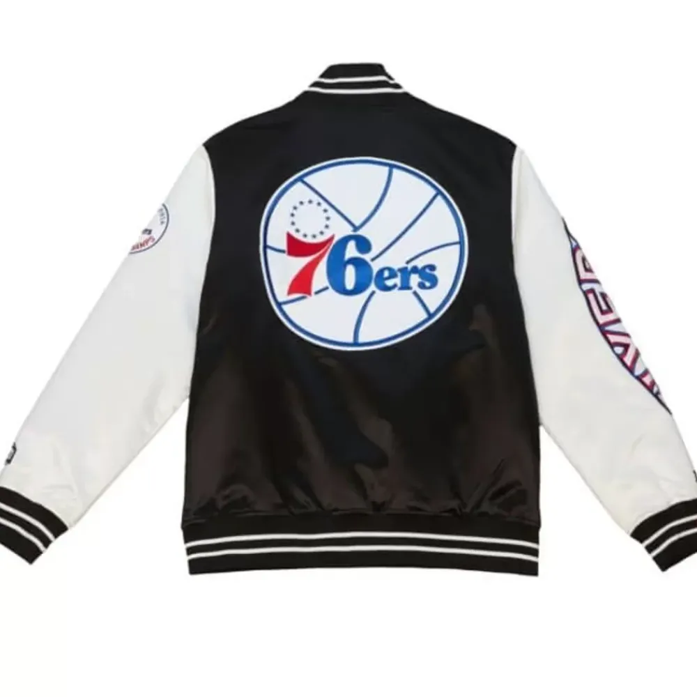 Apparel Mitchell & Ness Jackets & Outerwear-Team Origins Varsity Satin Jacket Philadelphia 76Ers