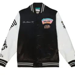 Apparel Mitchell & Ness Jackets & Outerwear-Team Origins Varsity Satin Jacket San Antonio Spurs