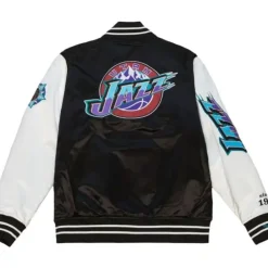 Apparel Mitchell & Ness Jackets & Outerwear-Team Origins Varsity Satin Jacket Utah Jazz