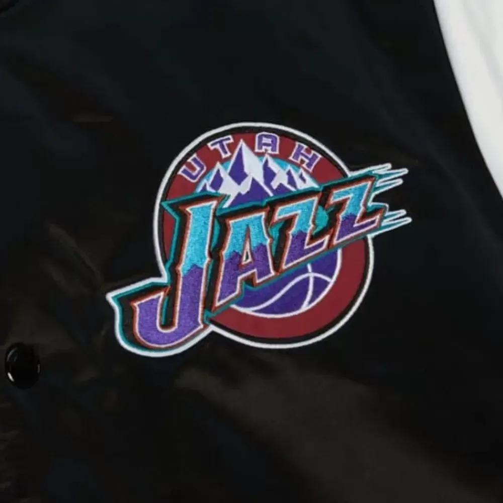 Apparel Mitchell & Ness Jackets & Outerwear-Team Origins Varsity Satin Jacket Utah Jazz