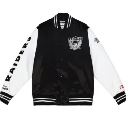 Apparel Mitchell & Ness Jackets & Outerwear-Team Origins Varsity Satin Jacket Oakland Raiders