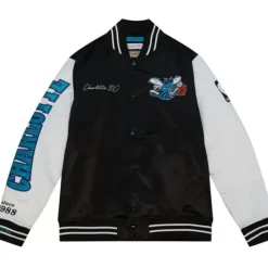 Apparel Mitchell & Ness Jackets & Outerwear-Team Origins Varsity Satin Jacket Charlotte Hornets