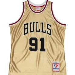 Jerseys Mitchell & Ness -75Th Anniversary Gold Swingman Dennis Rodman Chicago Bulls 1997-98 Jersey