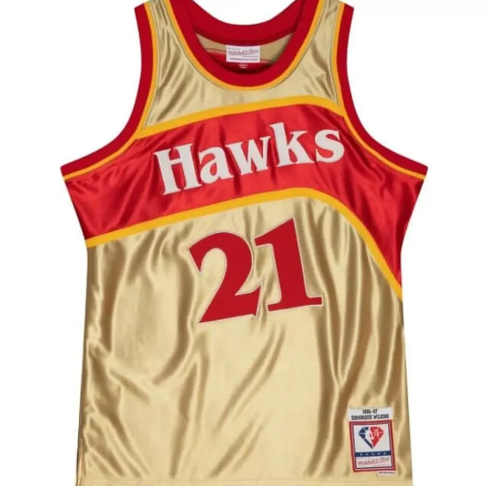 Jerseys Mitchell & Ness -75Th Anniversary Gold Swingman Dominique Wilkins Atlanta Hawks 1986-87 Jersey
