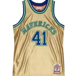 Jerseys Mitchell & Ness -75Th Anniversary Gold Swingman Dirk Nowitzki Dallas Mavericks 1998-99 Jersey