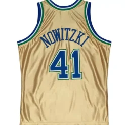 Jerseys Mitchell & Ness -75Th Anniversary Gold Swingman Dirk Nowitzki Dallas Mavericks 1998-99 Jersey