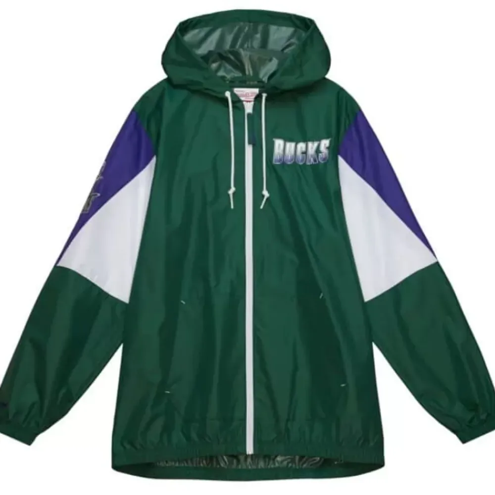 Apparel Mitchell & Ness Jackets & Outerwear-Throw It Back Full Zip Windbreaker Milwaukee Bucks