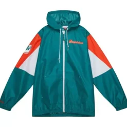 Apparel Mitchell & Ness Jackets & Outerwear-Throw It Back Full Zip Windbreaker Miami Dolphins
