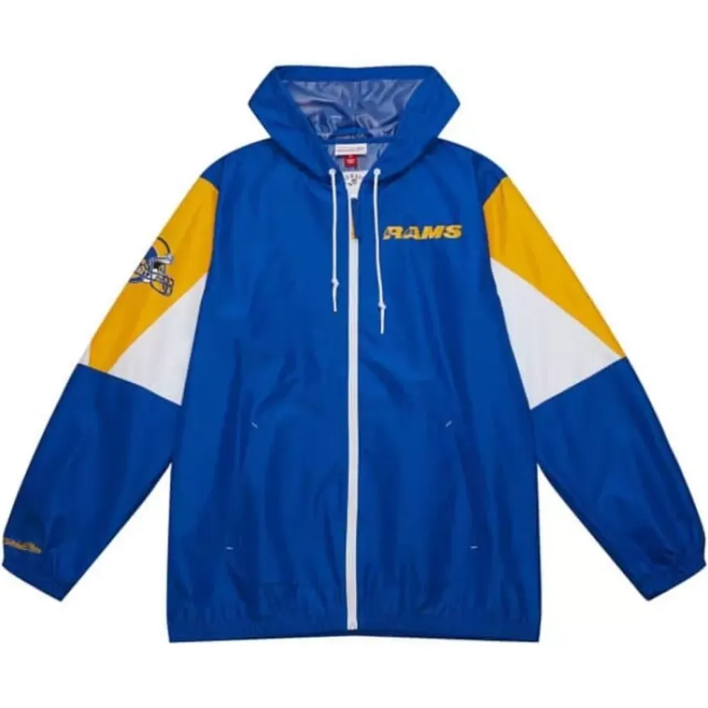 Apparel Mitchell & Ness Jackets & Outerwear-Throw It Back Full Zip Windbreaker Los Angeles Rams